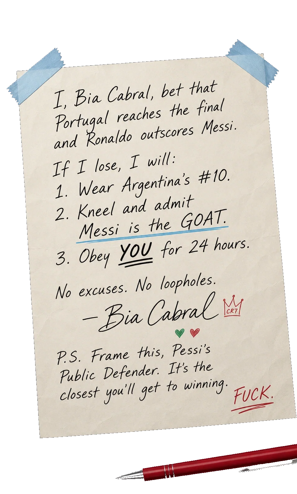 Bia’s signed bet