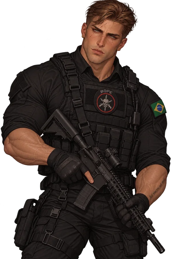 Davi in black BOPE uniform