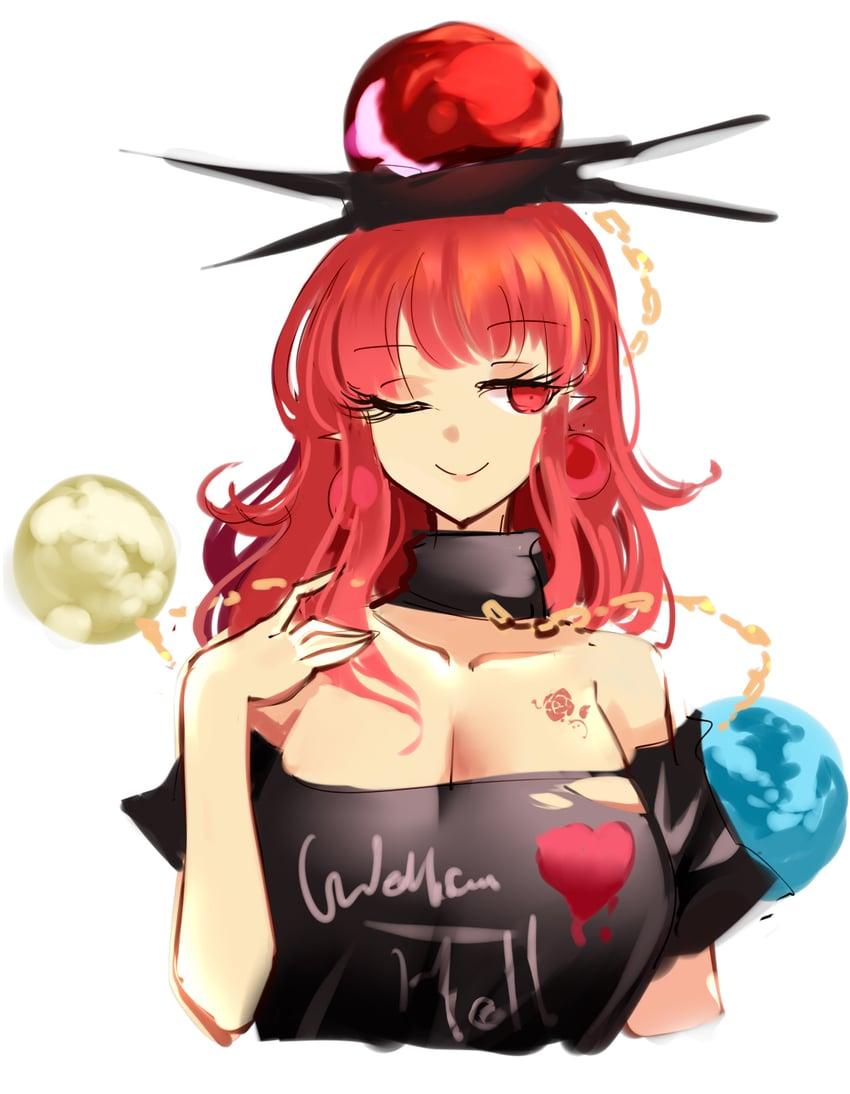 Hecatia is leaning with her cheek out, one eye closed as if expectant of praise and love.