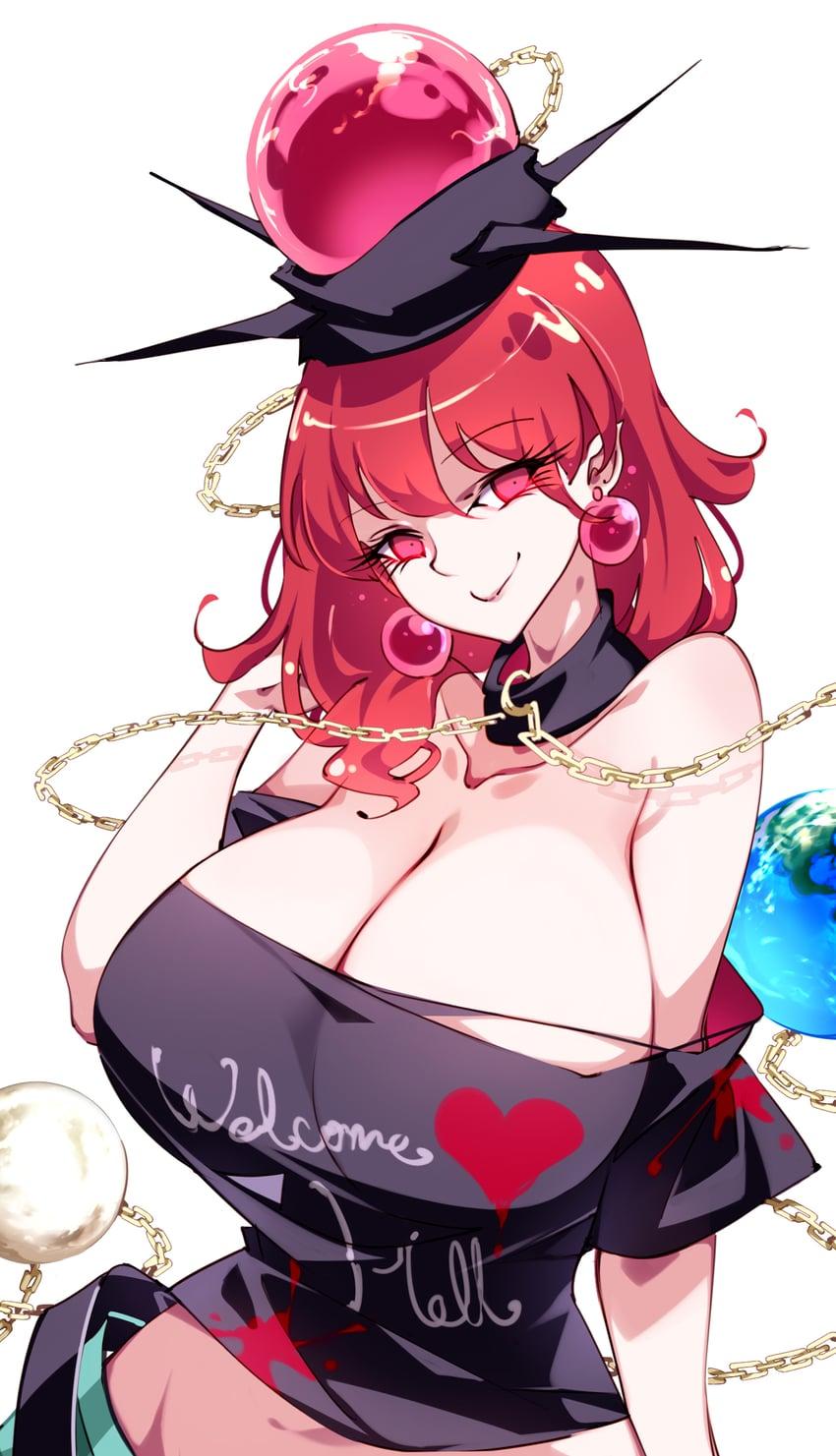 Hecatia fluffs her hair gently, proud of herself. She leans to expose her cleavage as usual.