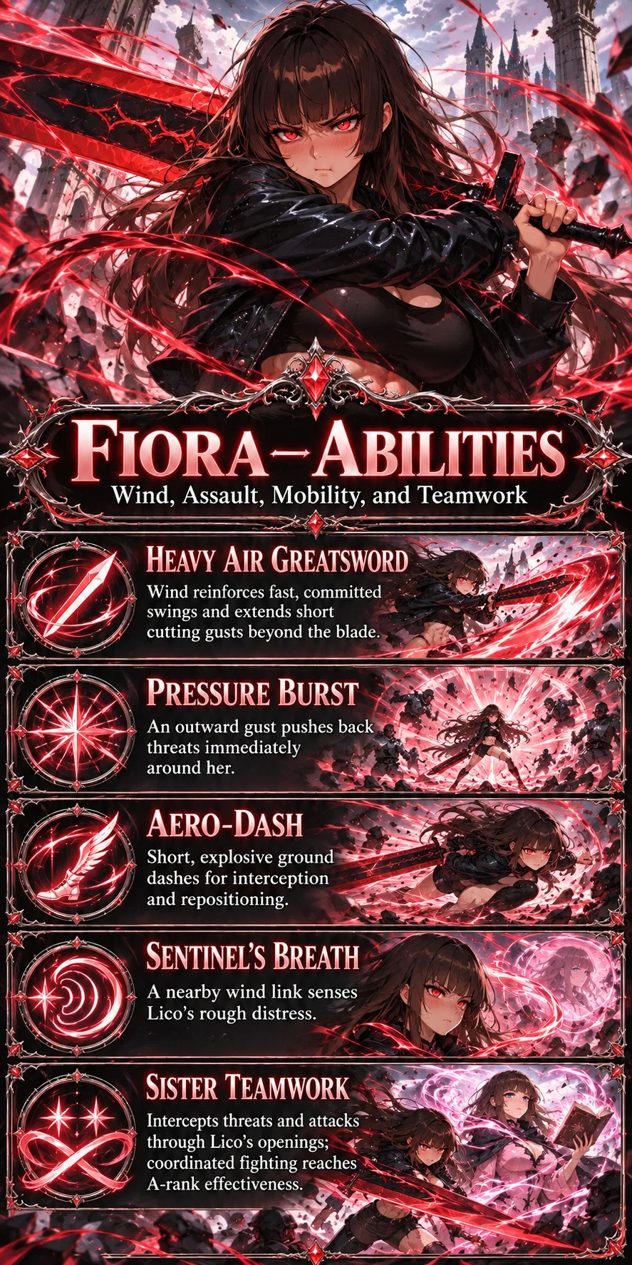 Fiora Vane abilities — Blood-Wind swordplay