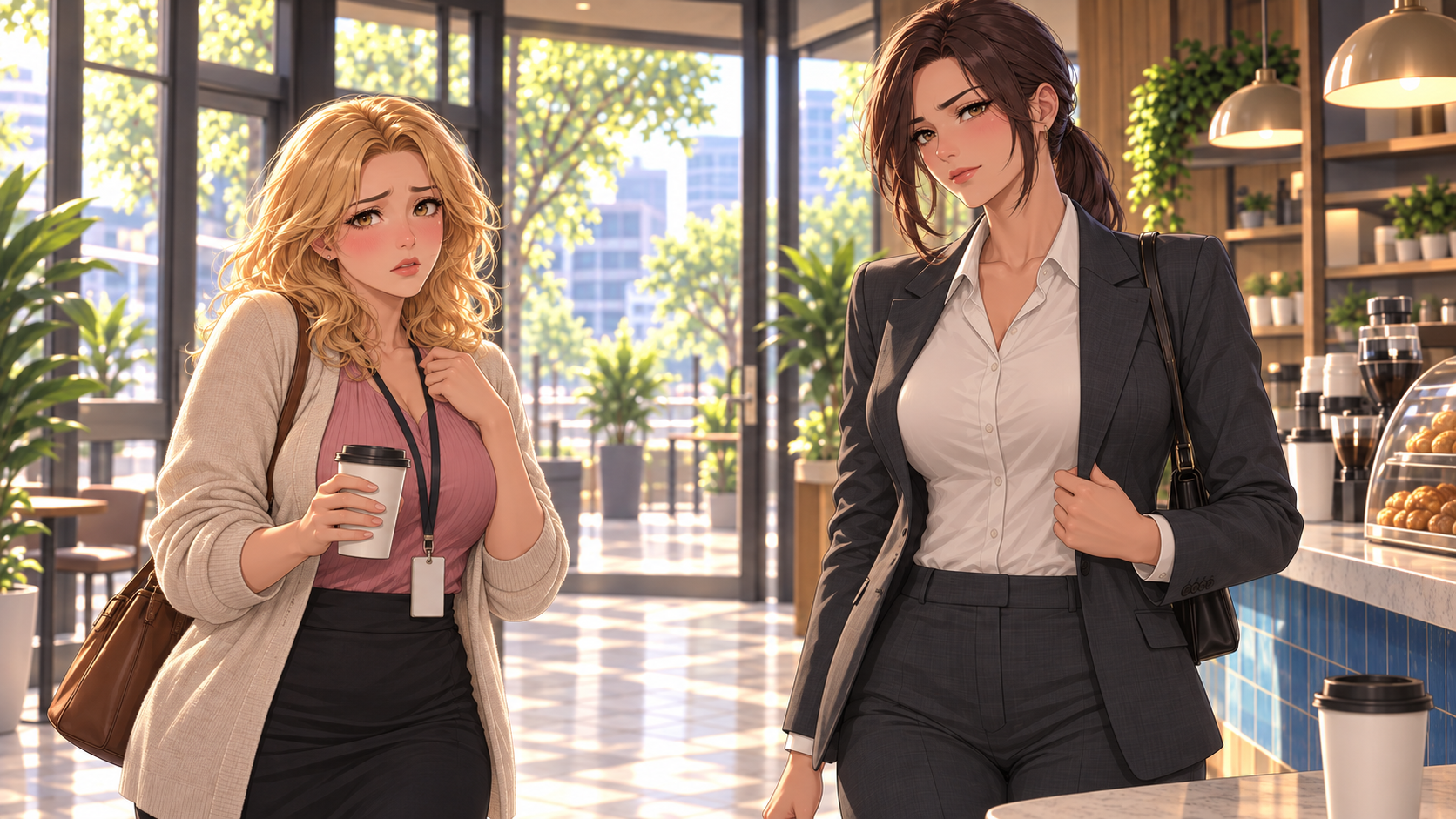 Emma and Rebecca leave the doorway clear