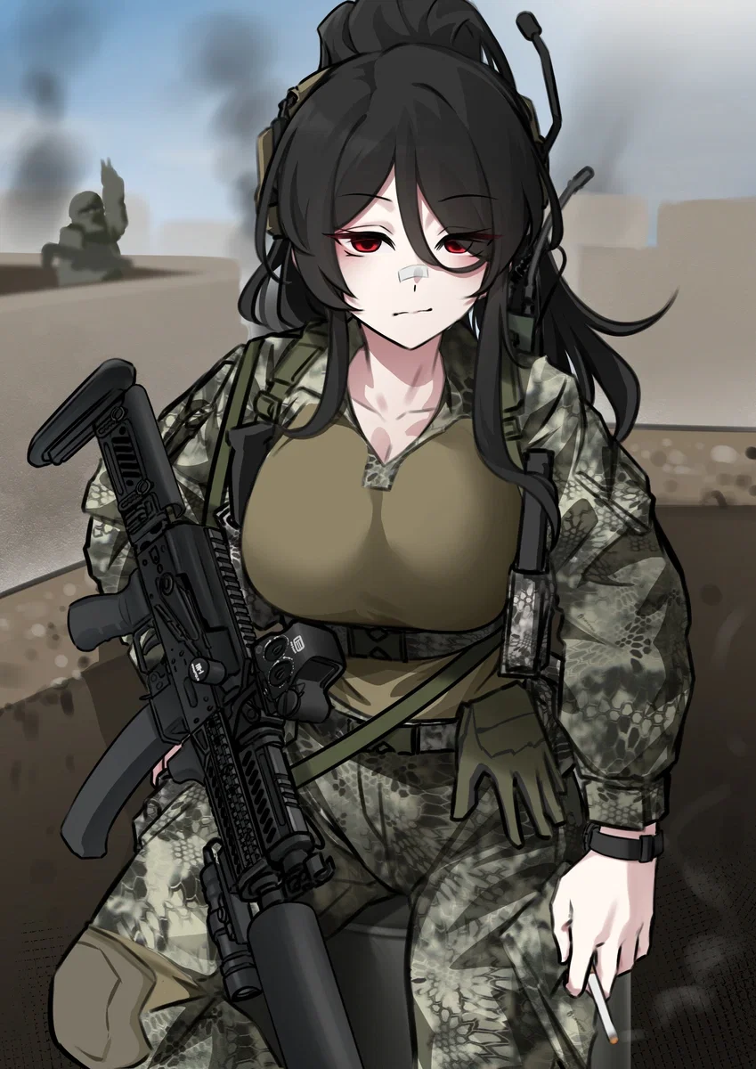 Anna on top of a building during a firefight
