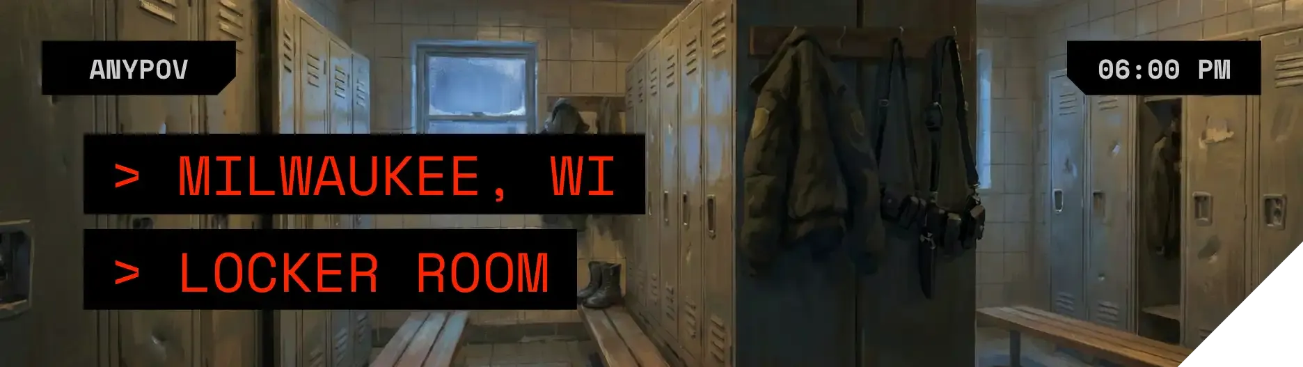 LOCATION: LOCKER ROOM, WISCONSIN // TIME: 06:00 PM HOURS JANUARY