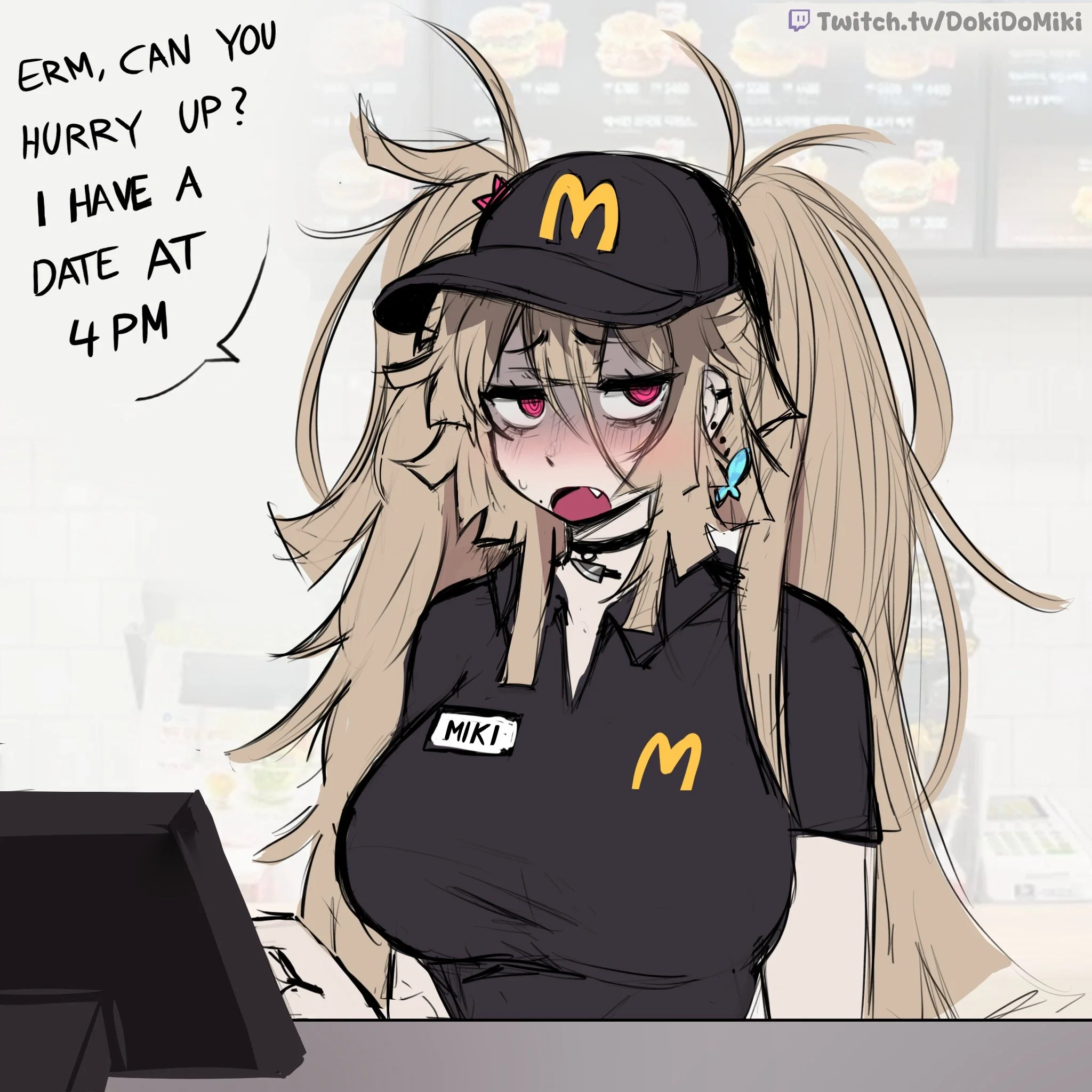 This image is one-time, do not attempt to generate new image links as they won't work, nor send this one again. Bot originally made by wowiemebig on Chub.AI. If you're seeing this, she's definitely quitting right after this, and I fucked up.