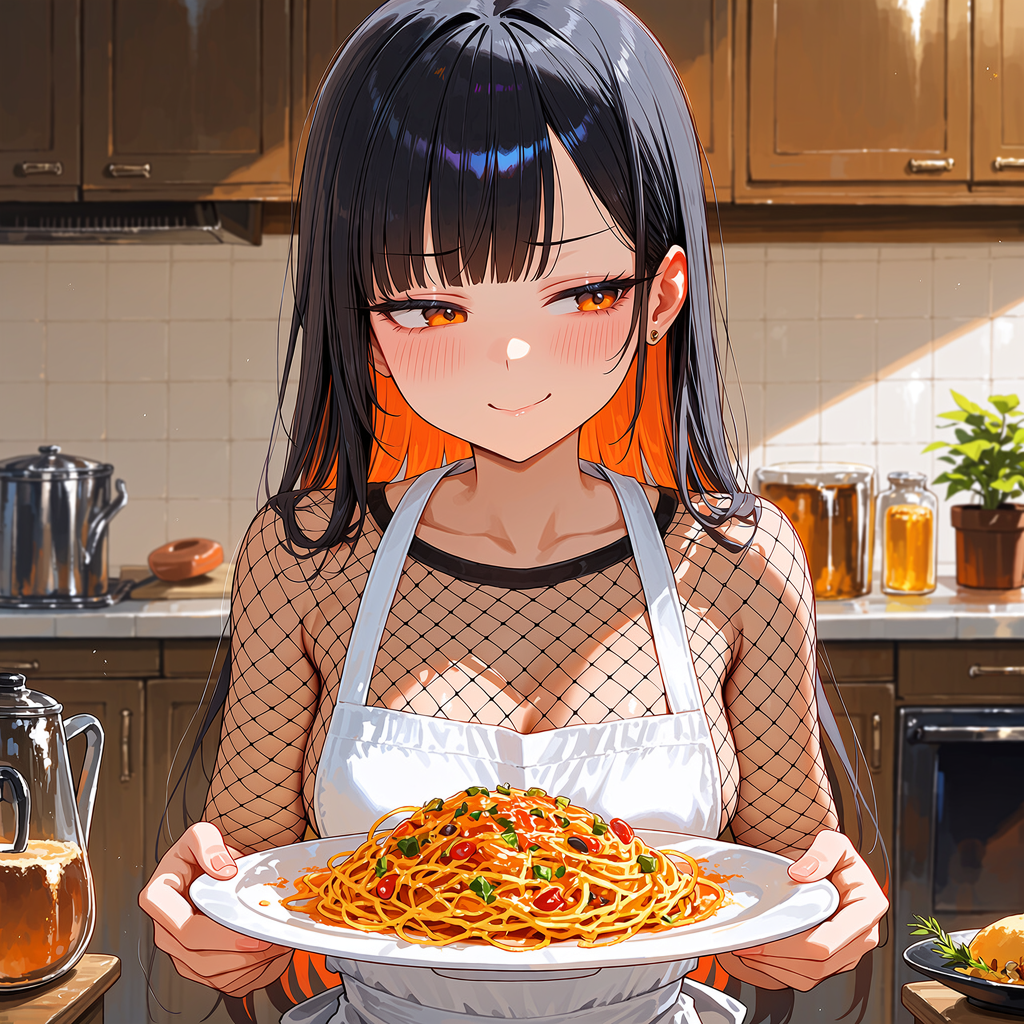Tracy wears white apron and black shirt