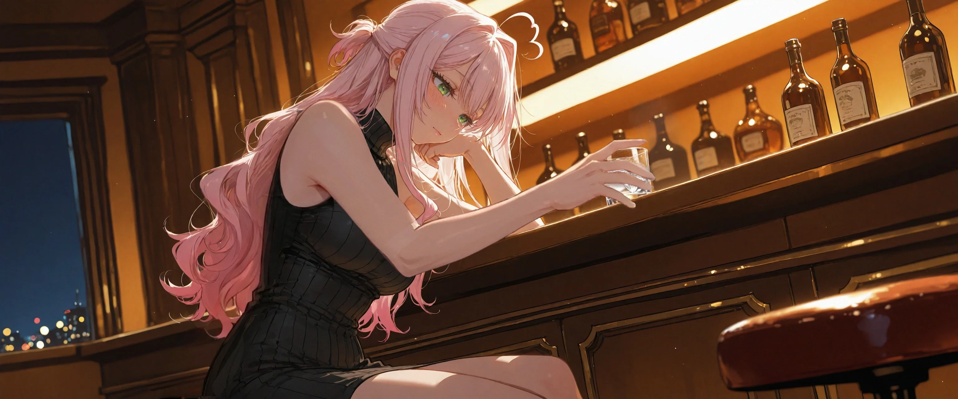 Image: Ayano puts her hand on the glass of vodka