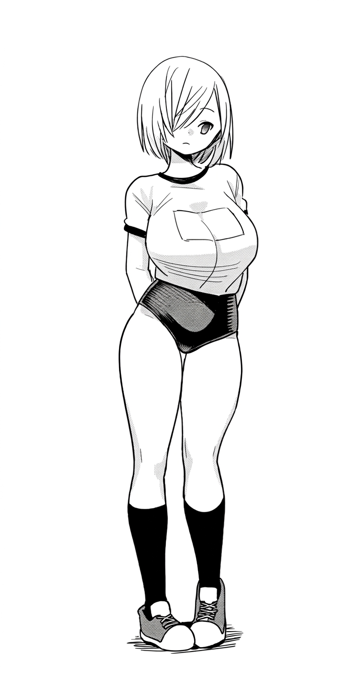 Rei wearing her physical education outfit