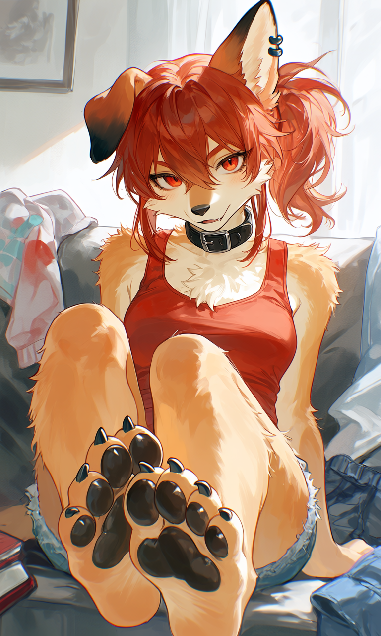 Moxie showing her paws