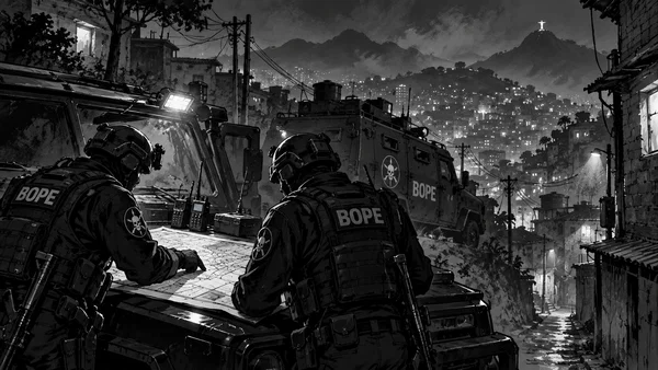 Police command during a nighttime operation