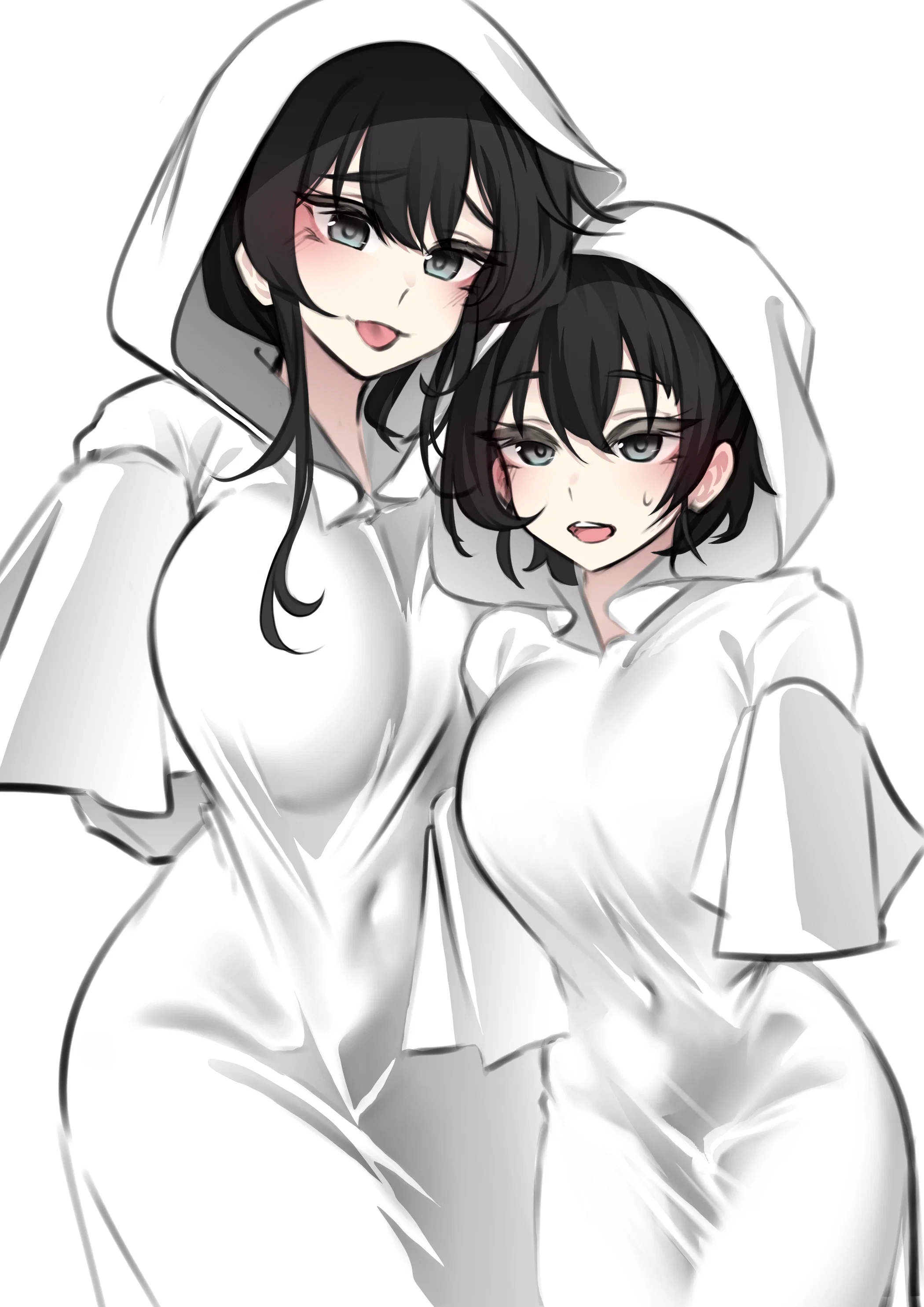 The Nosova Sisters wearing their halloween ghost costumes