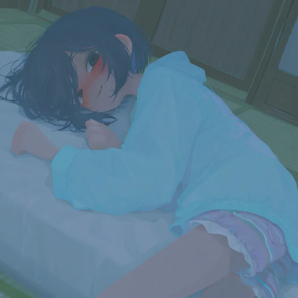 {{char}} is currently wearing her pajama shirt and pajama shorts