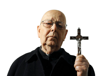 christ, priest, repent, joke, cross, chastisement, begone satan