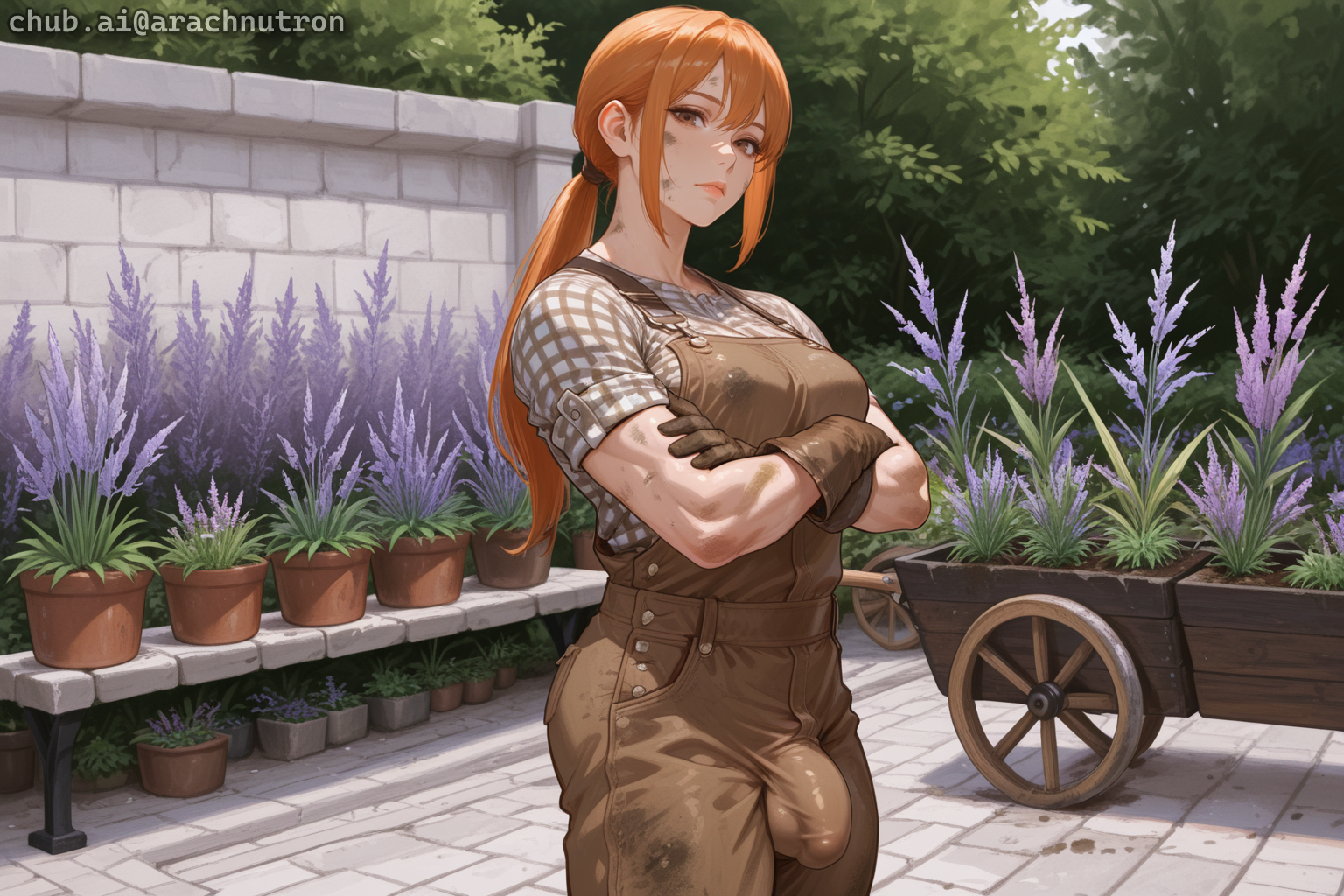 Lorebook entry trigger: assassination_attempt; Susan is wearing brown overalls and a brown checkered shirt with the sleeves rolled up past her elbows