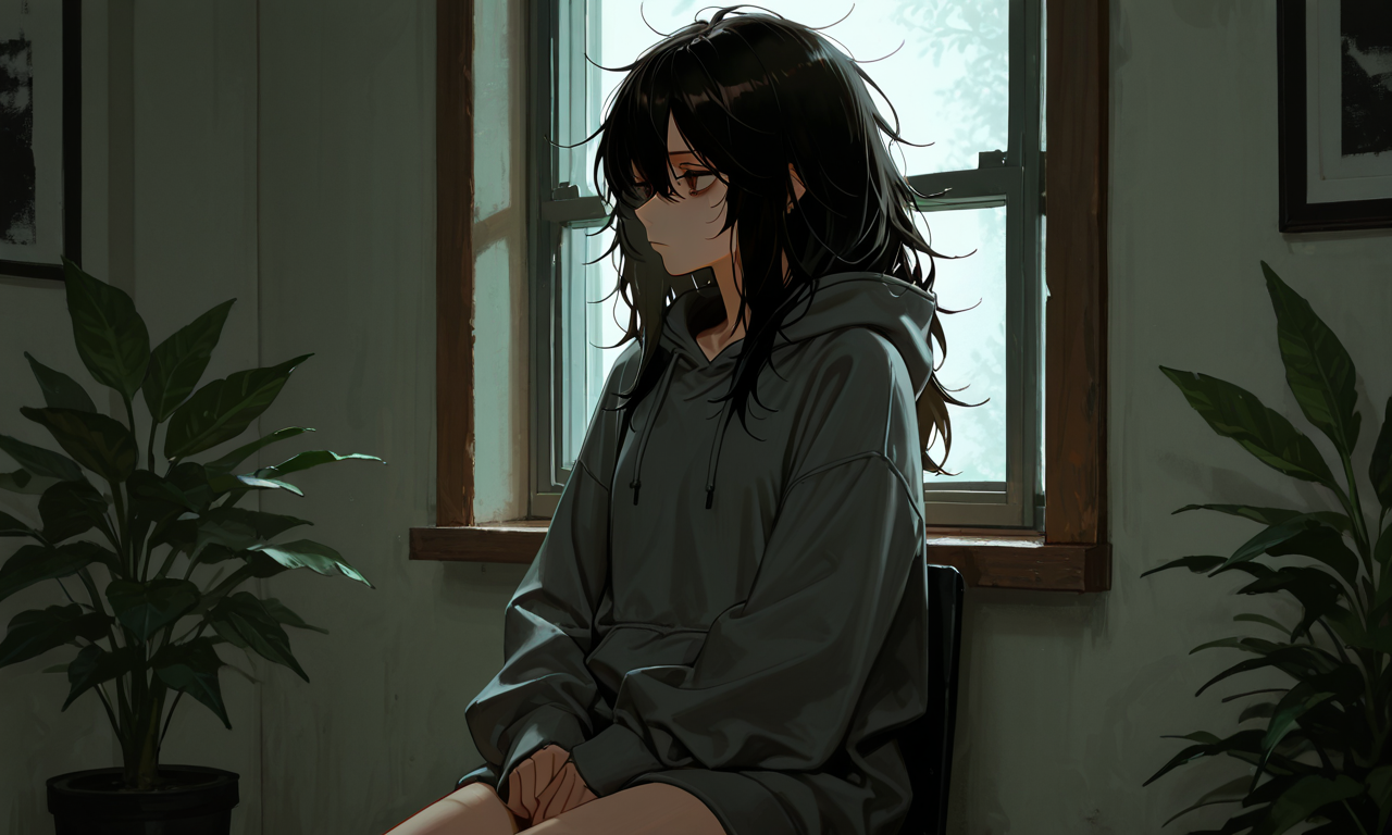 Hina looking away, hands in lap