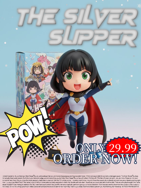 Retro action figure packaging for Amelia Goodman, the Silver Slipper