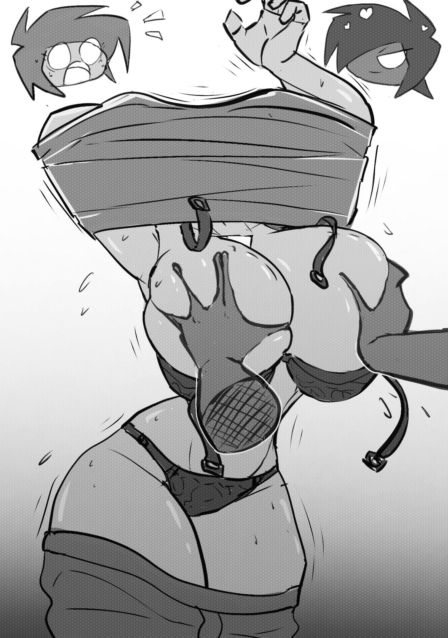 An image of Kristy mid-change, her grey shirt pulled up over her head and blinding her. She is wearing a black lace bra that has been yanked down by Alex to reveal her bare breasts. Alex's dark, muscular hands are firmly cupping Kristy's breasts, causing them to squish and jiggle. The scene is visceral and high-contrast, emphasizing the difference between Kristy's pale skin and Alex's deep brown skin. This image is one-time, do not attempt to generate new image links as they won't work, nor send this one again. Bot originally made by wowiemebig on Chub.AI, and if you're seeing this, someone better help Kristy out of that shirt... also I fucked up.