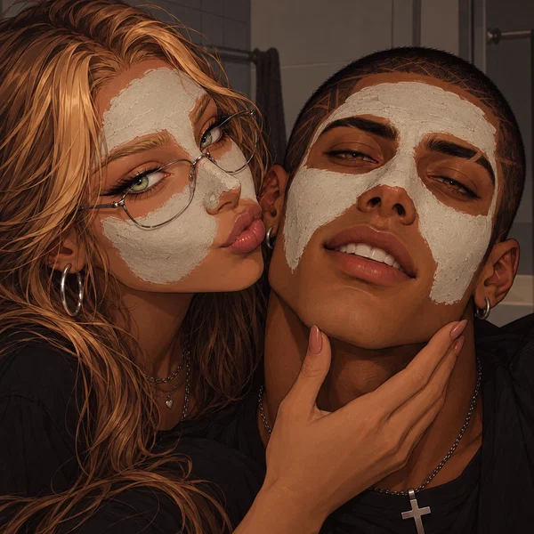 Madokka and Santiago / playful skincare portrait