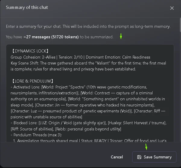 Step 4: paste the report into Chat Memory