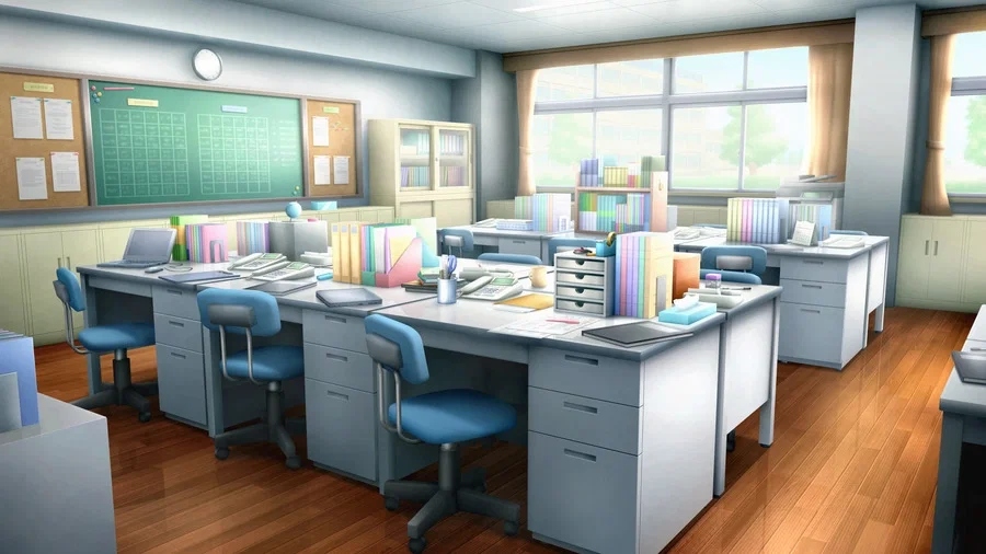 School staff room (during the day)