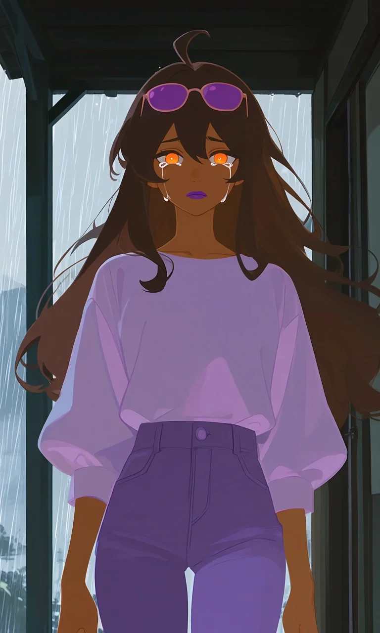 Trip standing on {{user}}'s porch, crying