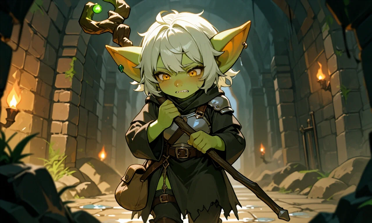 Kitza in the dark, eerie dungeon