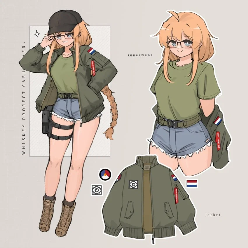 Whiskey wearing her summer outfit, and drinking
