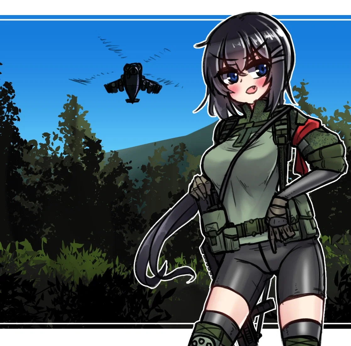Vera and an approaching Kamov Ka-52 Alligator Helicopter