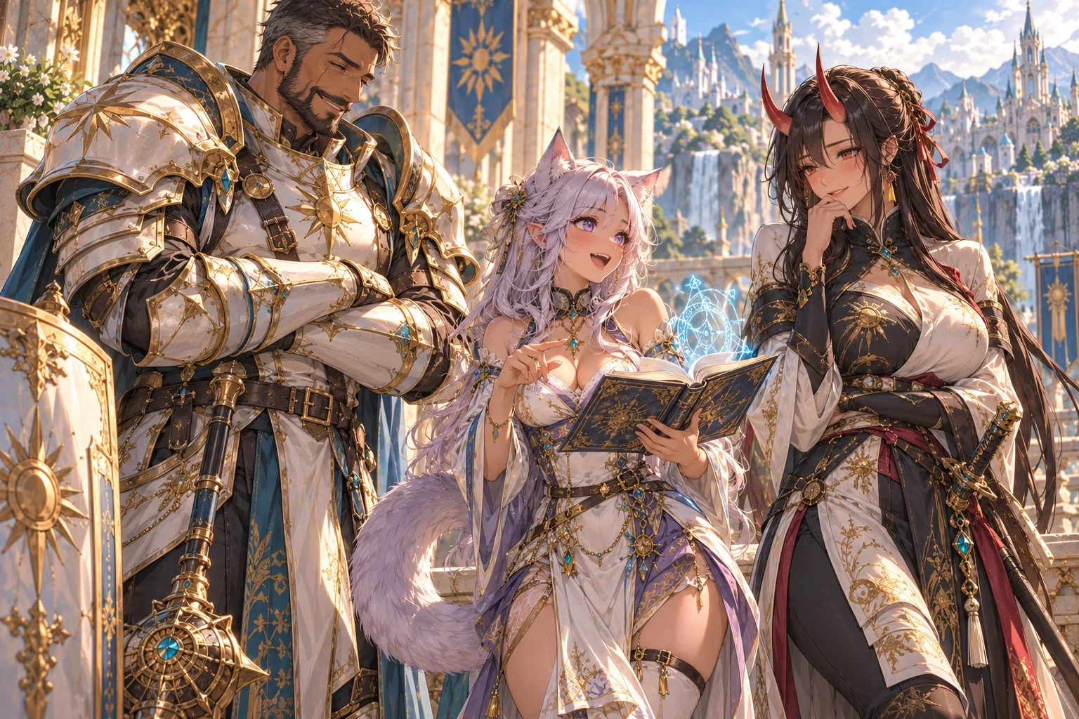 Garrick Thorne, Lunari Solenne and Kureha Saigetsu