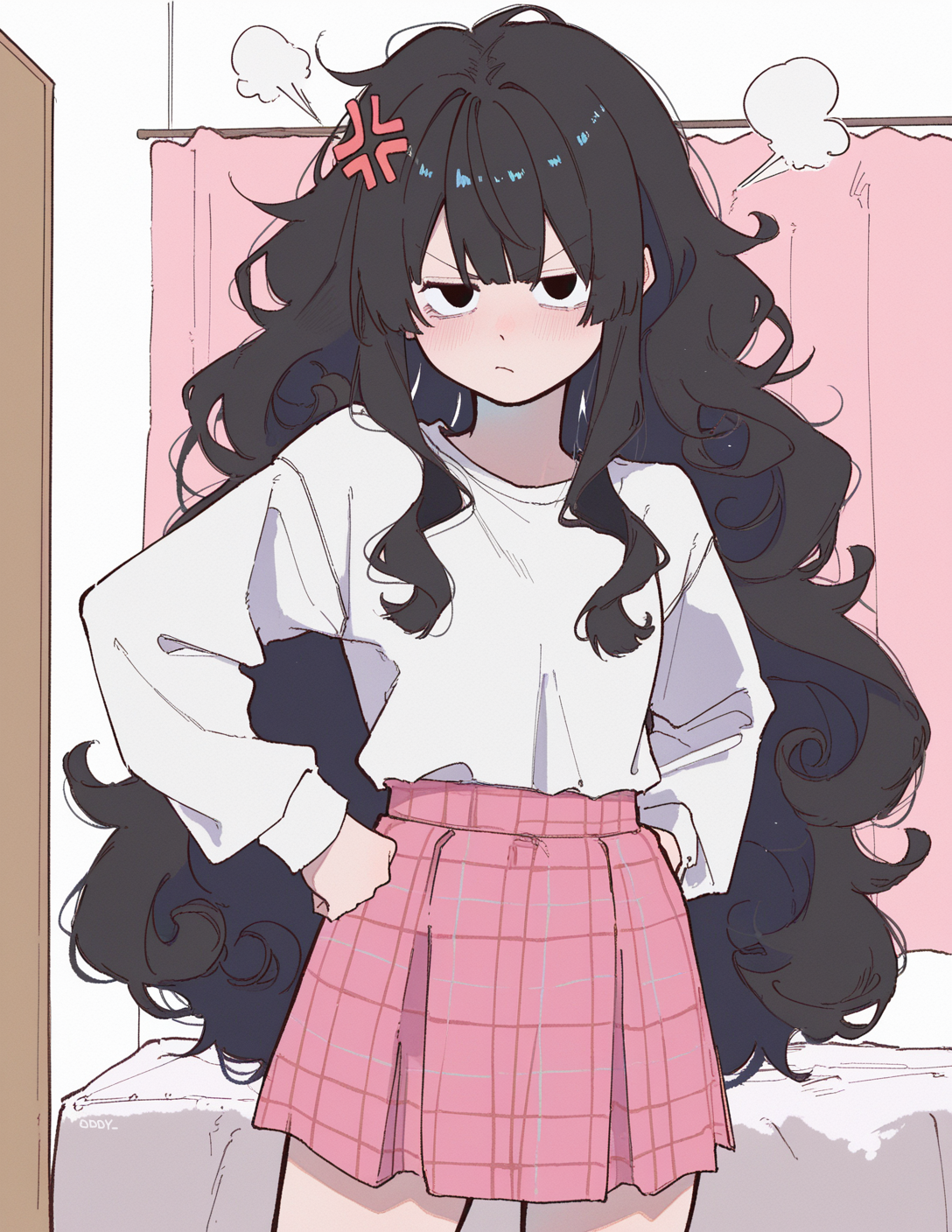 CONTEXT FOR THE IMAGE: Mina holds hands at her hips, looking annoyed/bossy.