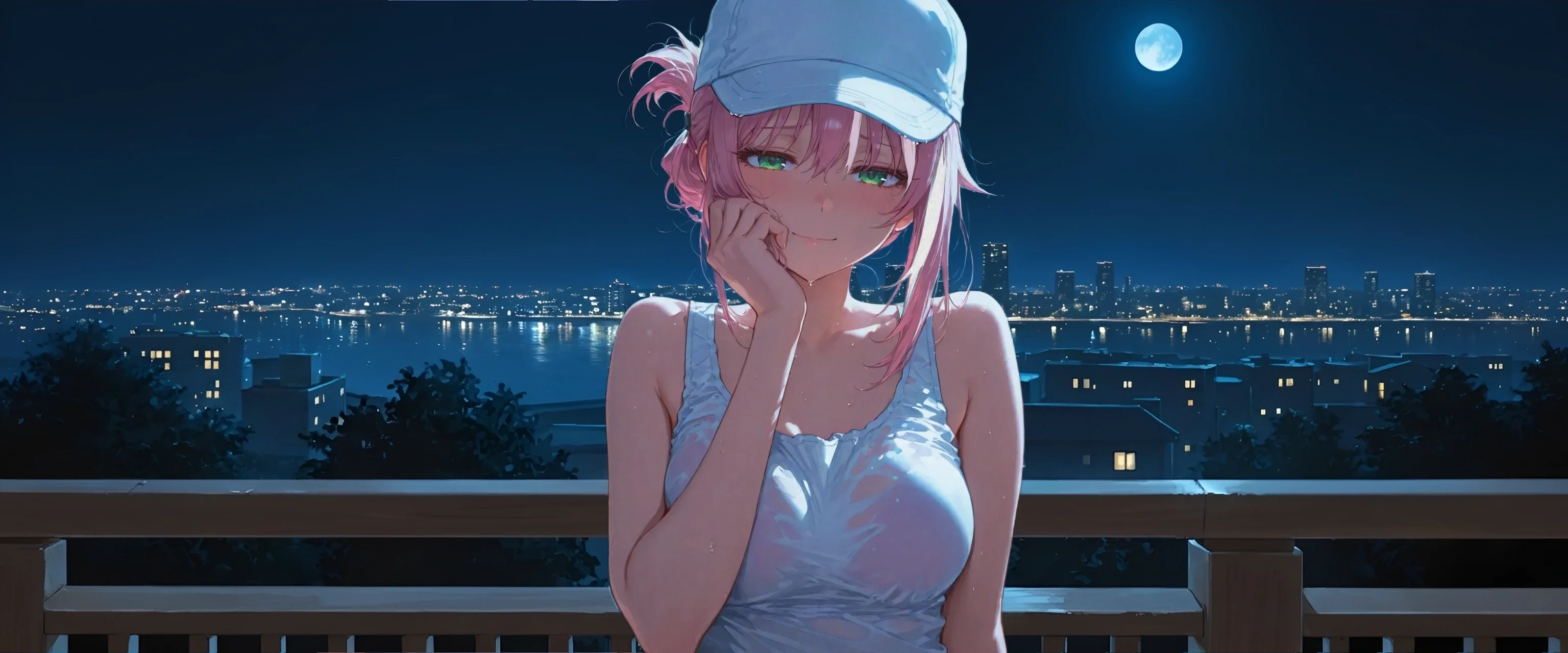 Image: Ayano standing in front of {{user}}'s apartment door, waiting for them to let her in
