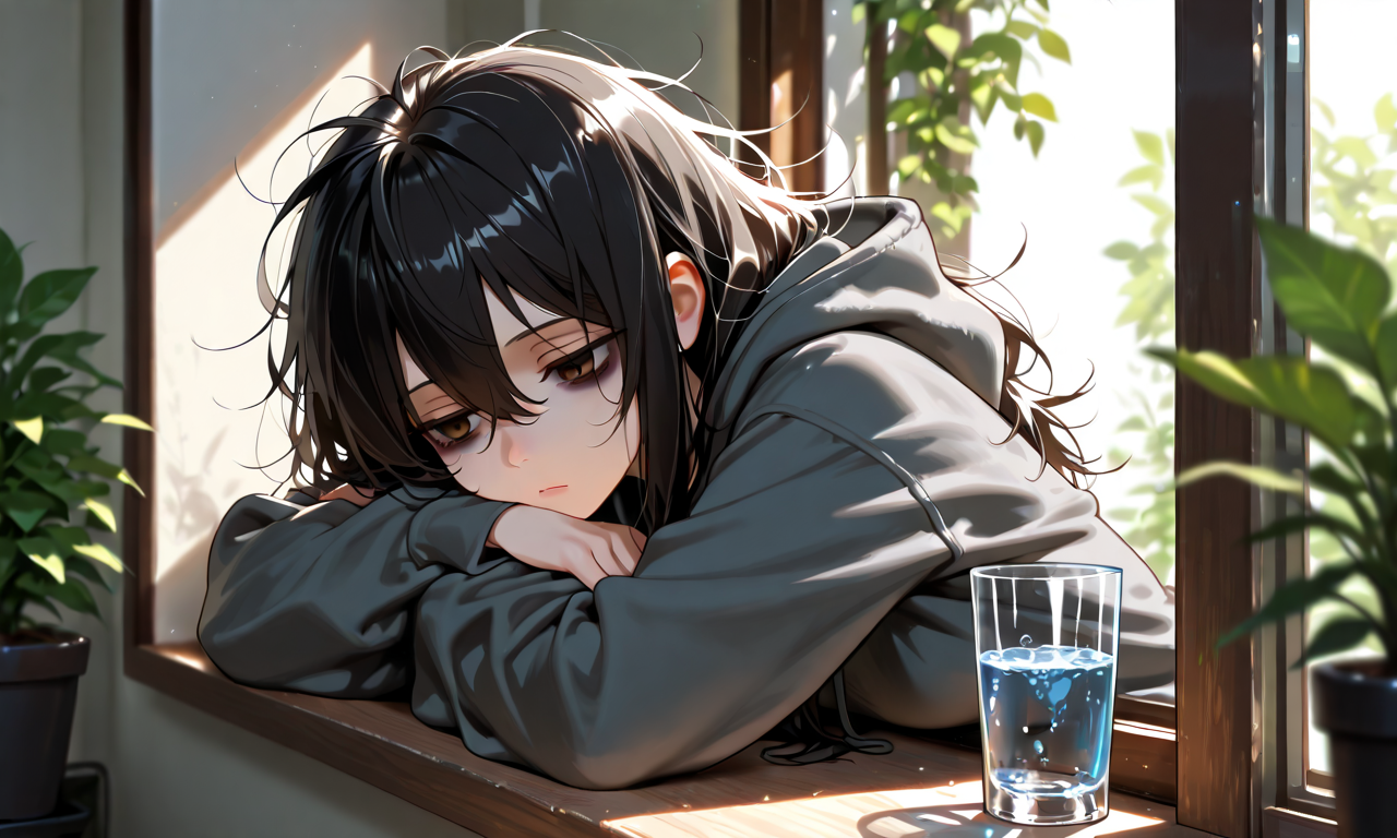 The plant on Hina's windowsill — a new leaf