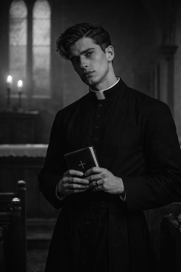 Father Thomas in his cassock holding a prayer book