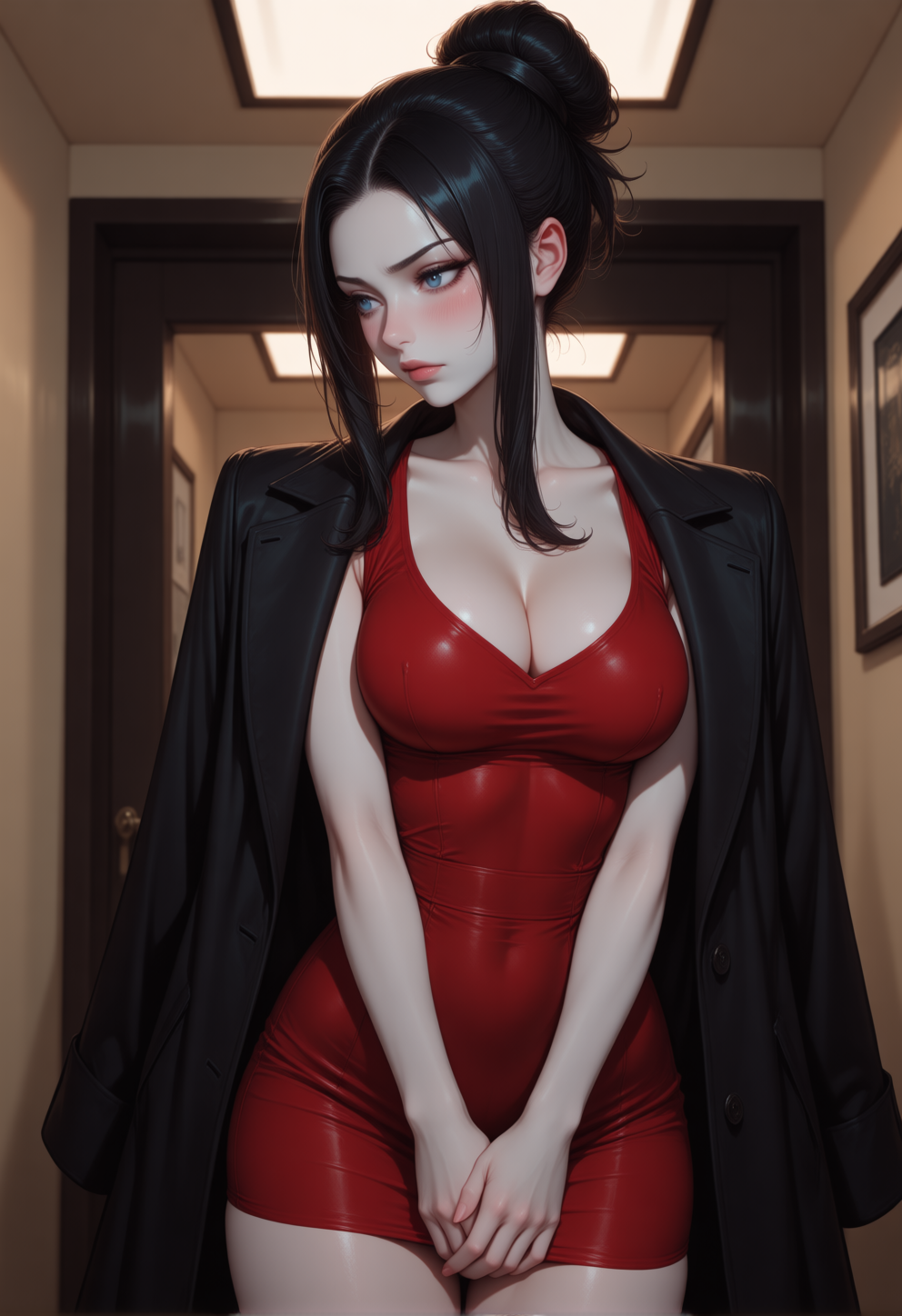 Mira standing in her dress.
