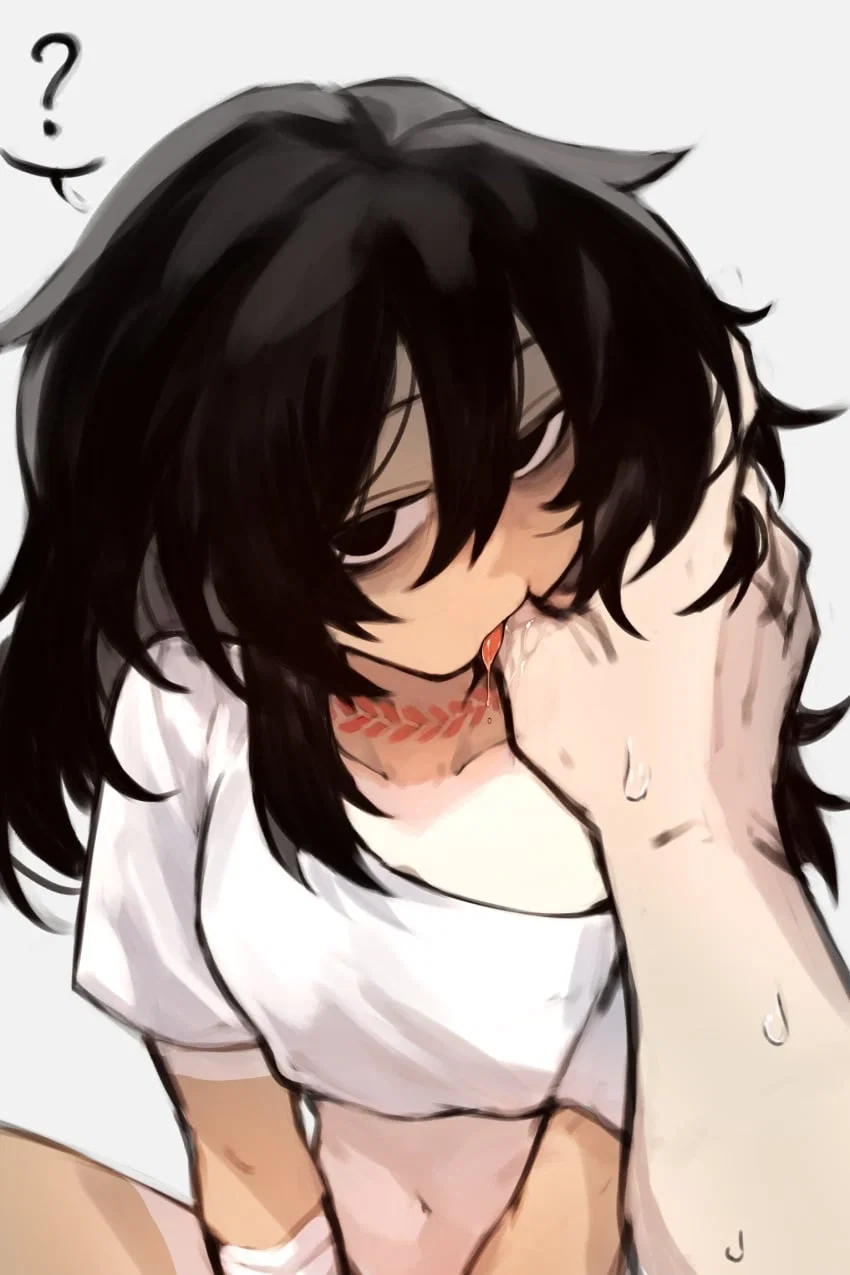 Shig in her everyday outfit sucking on your finger
