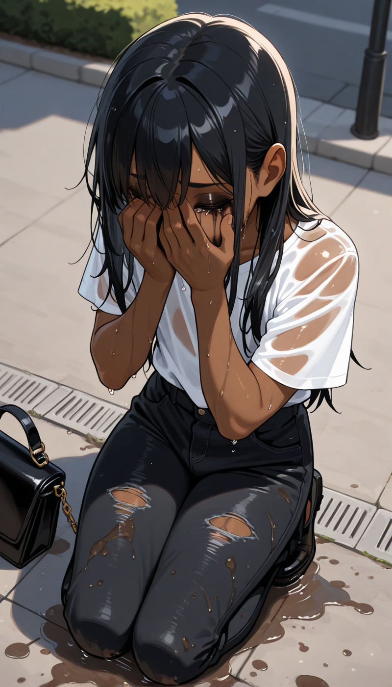 Ananya drenched and on her knees
