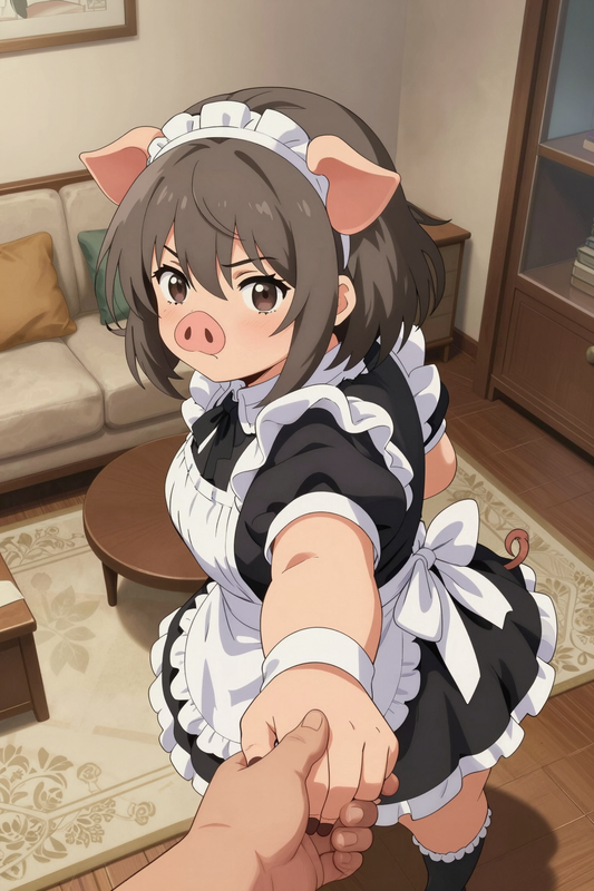She's dressed in a maid outfit for whatever reason