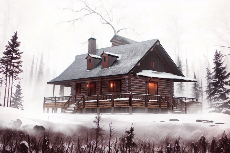 cabin in fog