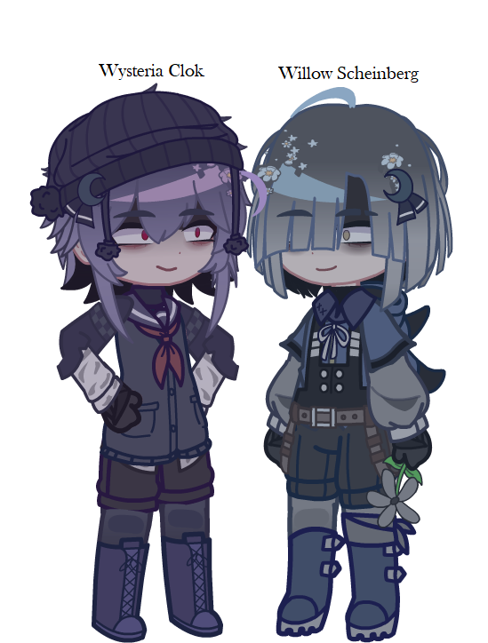 Wysteria and Willow side by side