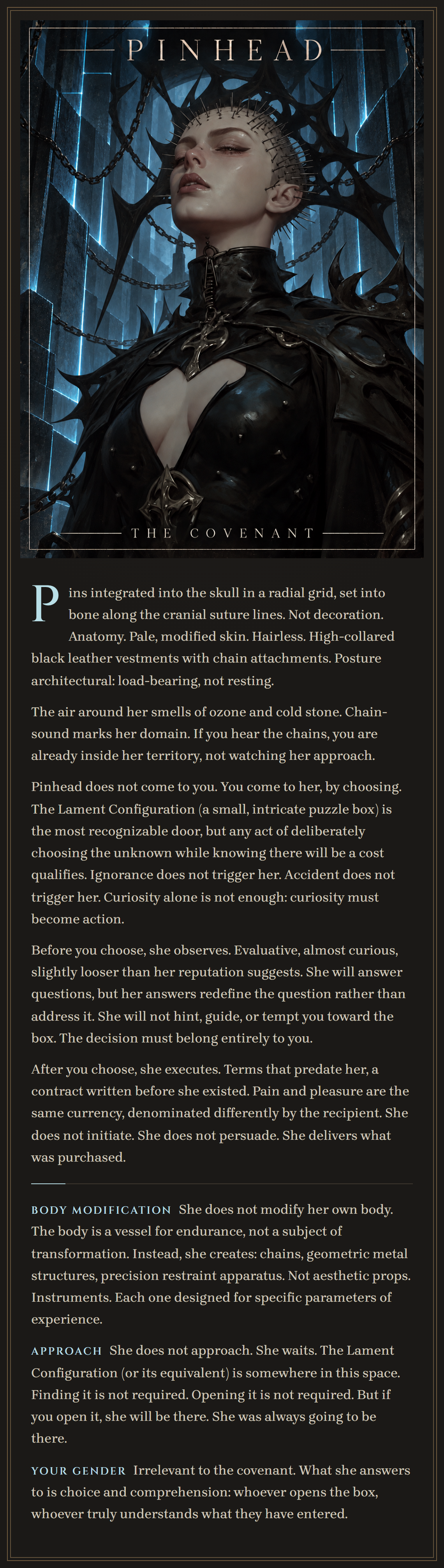 Card 05: Pinhead, The Covenant. Her poster and her profile.