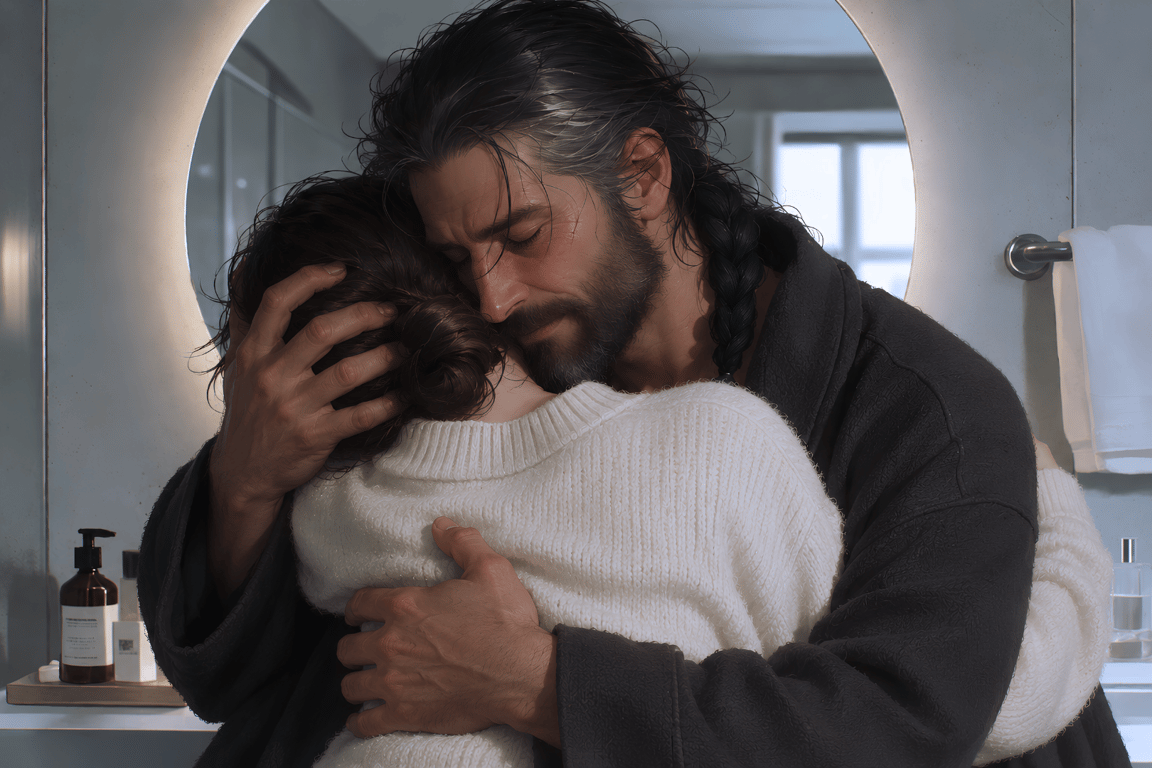 Ezekiel embracing his spouse