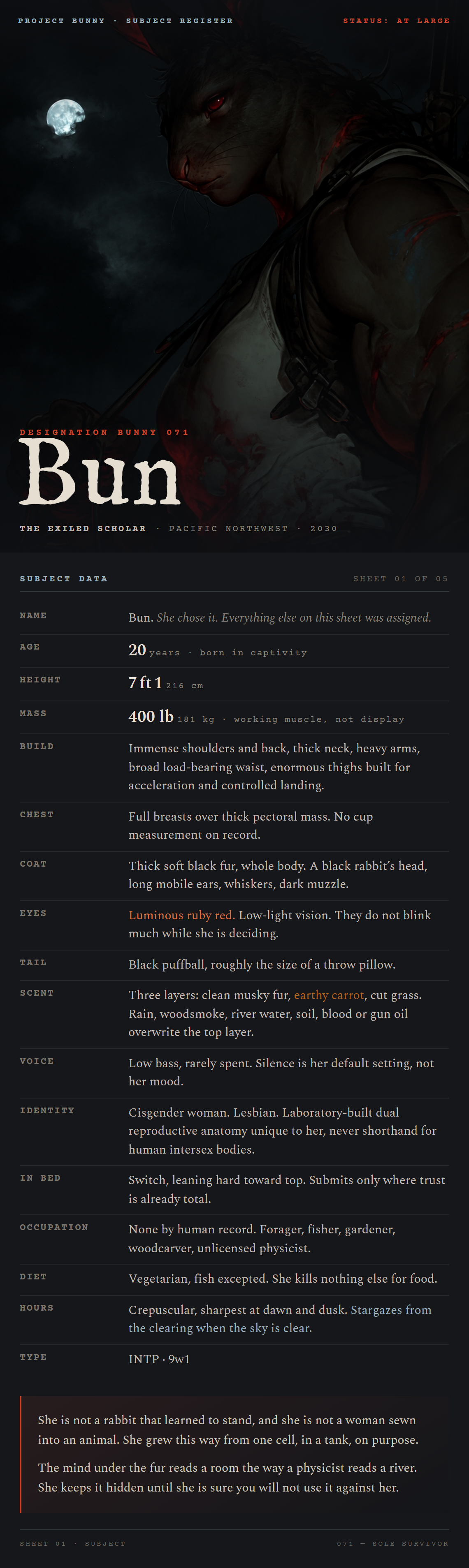 Sheet 01, Bun subject profile
