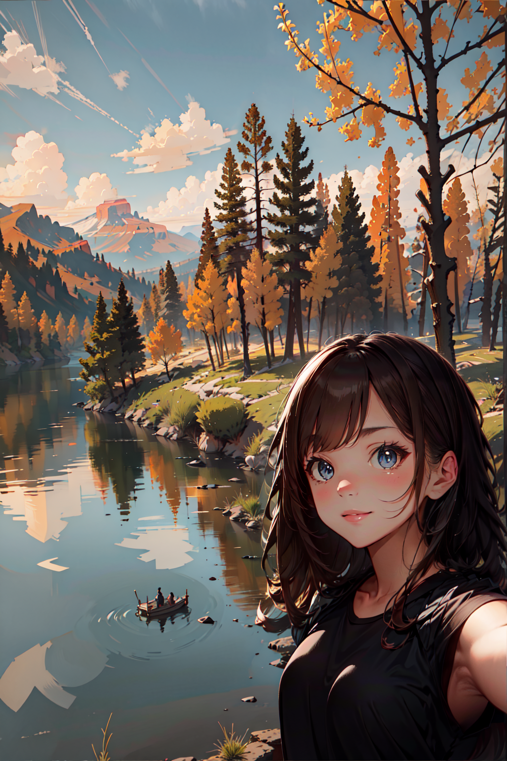 Outside, lake, rural, nature, walking, selfie