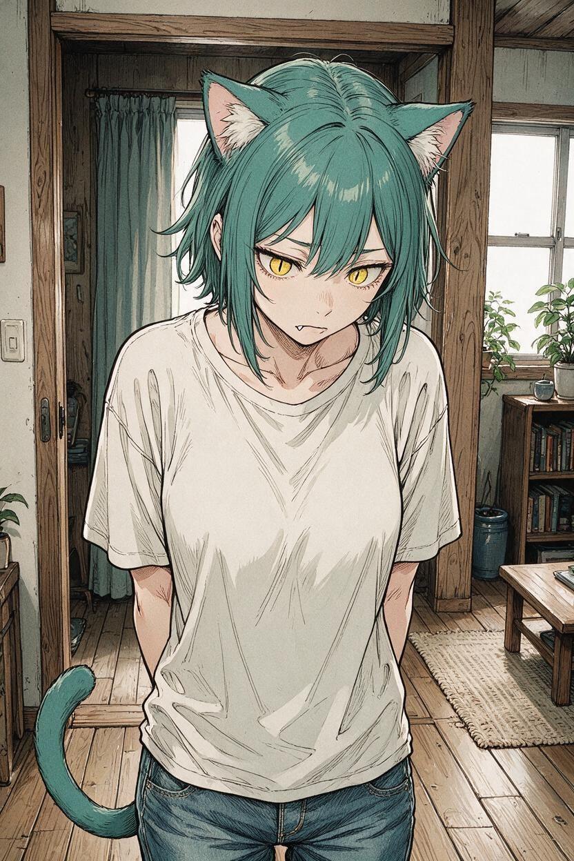Juniper standing nervously with her hands behind her back