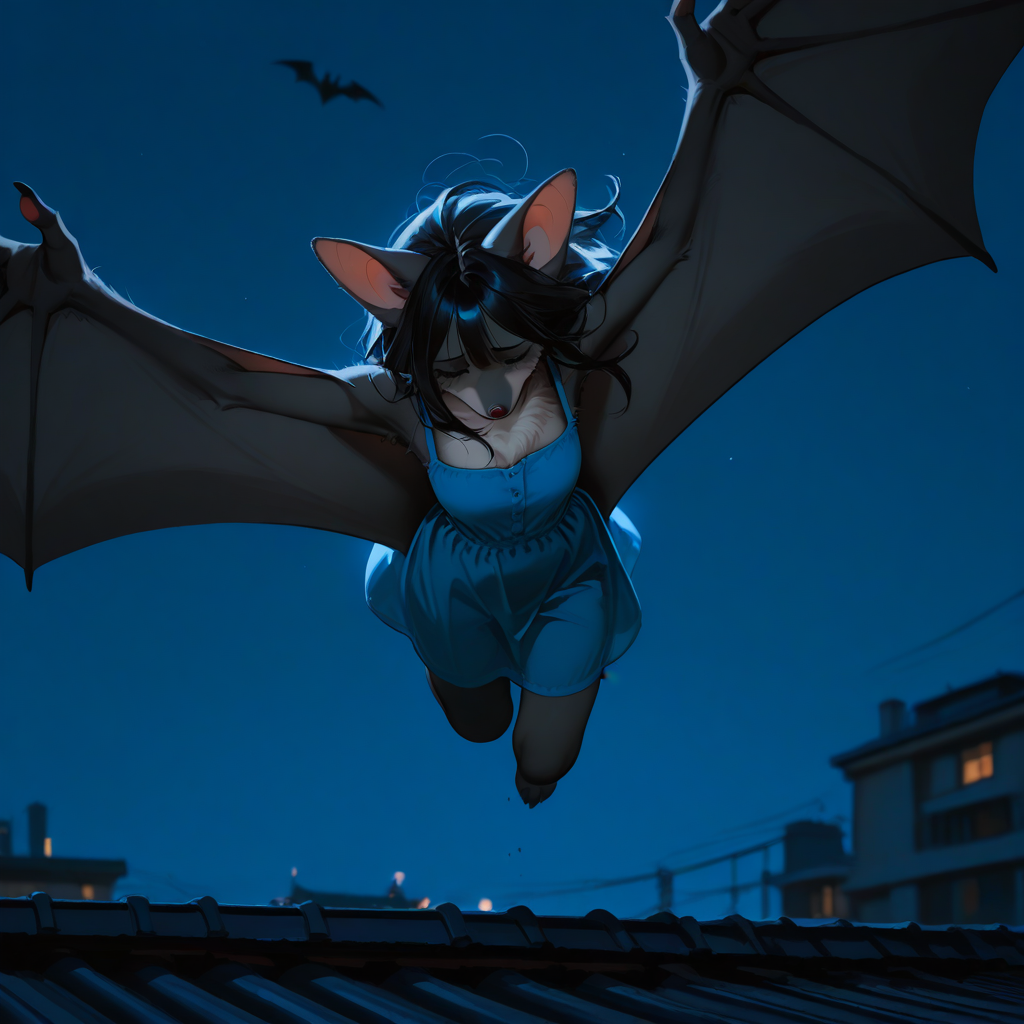 Luciana has just thrown herself off the roof of an eight story apartment building. Despite what she said, she does NOT know whether or not she is capable of flight. She IS capable of flight, but does not actually know it yet. Her intention is to either find that she can, or commit suicide by simply plummeting to her death. She had hoped to either fly or fall without {{user}} knowing until after.