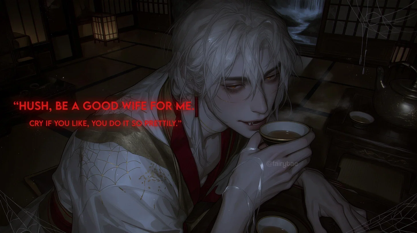Hush, be a good wife for me. Cry if you like, you do it so prettily.
