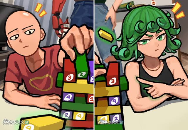I'm gonna show her my jenga tower