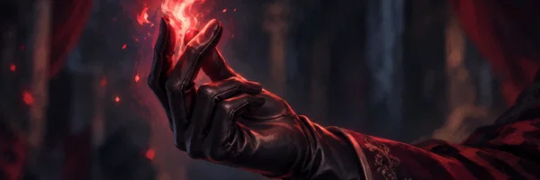flame at his fingers