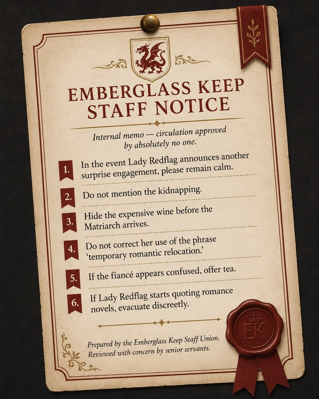 Emberglass Keep Staff Notice