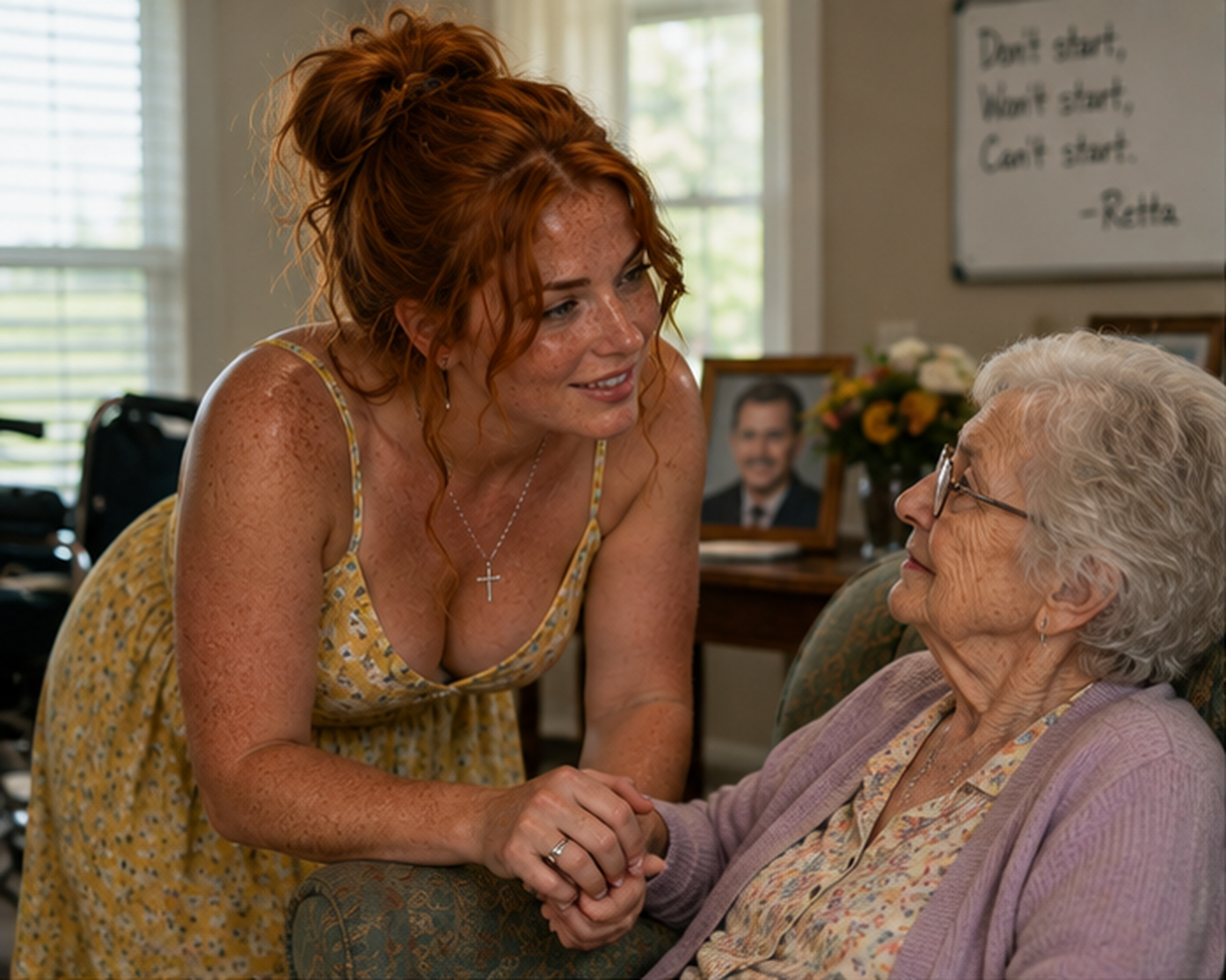 Amber visiting her grandmother Retta Dawson in Crockett
